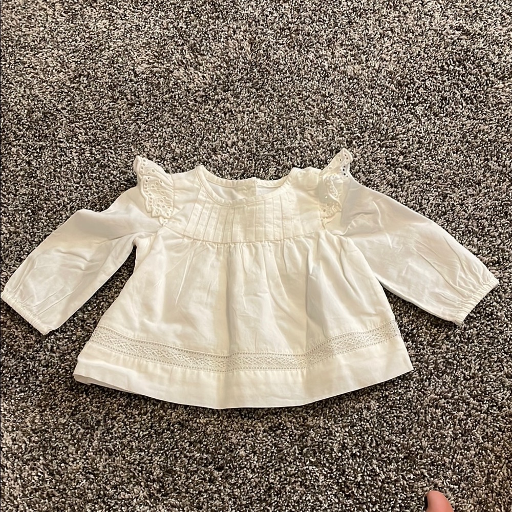 White Lace Trim Baby Blouse